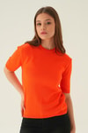 Bluz-Bisiklet Yaka Tişört 1444 Orange -rulem