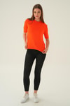 Bluz-Bisiklet Yaka Tişört 1444 Orange -rulem