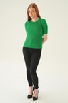 Bluz-Bisiklet Yaka Tişört 1449 Benetton Yeşili -rulem
