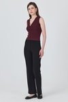 Bluz-Bordo Aksesuar Detaylı Kolsuz Kadın Bluz 21545-rulem