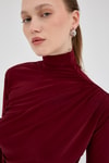Bluz-Bordo Balıkçı Yaka Drapeli Bluz 2517-rulem