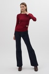 Bluz-Bordo Bel Toka Detaylı Uzun Kollu Bluz 8221A-rulem
