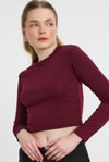 Bluz-Bordo Bisiklet Yaka Bluz 2132-rulem