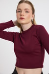 Bluz-Bordo Bisiklet Yaka Bluz 2132-rulem