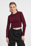 Bluz-Bordo Bisiklet Yaka Bluz 2132-rulem