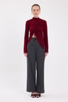 Bluz-Bordo Büzgü Detaylı Balıkçı Yaka Bluz 2458-rulem