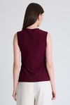Bluz-Bordo Gold Düğme Detaylı Kolsuz Bluz 2203-rulem