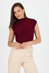 Bluz-Bordo Kolsuz Büzgülü Sandy Bluz 2430-rulem