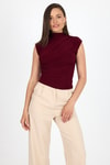 Bluz-Bordo Kolsuz Büzgülü Sandy Bluz 2430-rulem