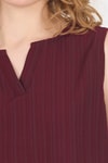Bluz-Bordo V Yaka Kolsuz Crop Bluz 8027-rulem