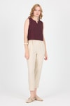 Bluz-Bordo V Yaka Kolsuz Crop Bluz 8027-rulem