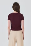 Bluz-Bordo Yaka Aksesuar Detaylı Örme Tişört 2224-rulem