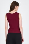 Bluz-Bordo Yan Toka Detaylı Büzgülü Kolsuz Bluz 020-rulem
