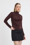 Bluz-Büzgü Detay Sandy Bluz 20059 Acı Kahve -rulem