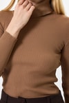 Bluz-Camel Fitilli Balıkçı Yaka Uzun Kollu Bluz 2302-rulem