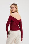 Bluz-Çapraz Madonna Yaka Bluz 12748 Bordo -rulem