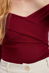 Bluz-Çapraz Madonna Yaka Bluz 12748 Bordo -rulem