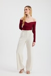 Bluz-Çapraz Madonna Yaka Bluz 12748 Bordo -rulem