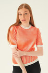 Bluz-Çizgili Tişört 1443 Orange -rulem