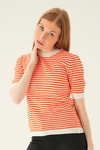 Bluz-Çizgili Tişört 1443 Orange -rulem