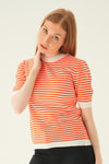 Bluz-Çizgili Tişört 1443 Orange -rulem