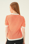 Bluz-Çizgili Tişört 1443 Orange -rulem