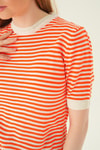 Bluz-Çizgili Tişört 1443 Orange -rulem