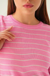 Bluz-Çizgili Tişört 1488 Pembe -rulem