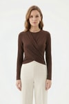 Bluz-Crop Uzun Kol Bluz 251269 Kahve -rulem