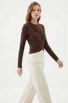 Bluz-Crop Uzun Kol Bluz 251269 Kahve -rulem