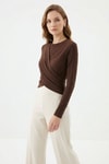 Bluz-Crop Uzun Kol Bluz 251269 Kahve -rulem