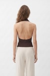 Bluz-Degaje Halter Yaka Taşlı Bluz 2738 Kahve -rulem