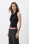 Bluz-Degaje Halter Yaka Taşlı Bluz 2738 Siyah -rulem