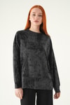 Bluz-Desenli Bisiklet Yaka Bluz 8363A Siyah -rulem