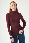 Bluz-Dik Yaka Uzun Kol Bluz 251131 Bordo -rulem