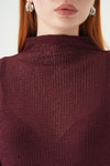 Bluz-Dik Yaka Uzun Kol Bluz 251131 Bordo -rulem