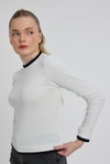 Bluz-Ekru Ribana Detay Uzun Kollu Bluz 3011-rulem