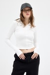Bluz-Ekru Yarım Balıkçı Yaka Fermuarlı Body 2447-rulem