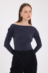 Bluz-Füme Kayık Yaka Kol Büzgülü Bluz 2433-rulem