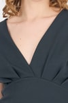 Bluz-Füme V Yaka Vatkalı Büzgü Detaylı Kısa Kollu Bluz 4227A-rulem