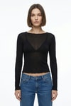 Bluz-Geniş Yaka Transparan Bluz 0416 Siyah -rulem