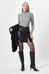 Bluz-Gri Fitilli Balıkçı Yaka Uzun Kollu Bluz 2302-rulem