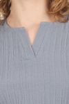 Bluz-Gri V Yaka Kolsuz Crop Bluz 8027-rulem