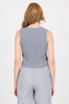 Bluz-Gri V Yaka Kolsuz Crop Bluz 8027-rulem