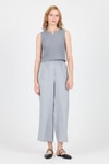 Bluz-Gri V Yaka Kolsuz Crop Bluz 8027-rulem