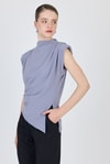 Bluz-Gri Vatkalı Asimetrik Kesim Kolsuz Bluz 242185-rulem