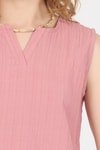 Bluz-Gül V Yaka Kolsuz Crop Bluz 8027-rulem