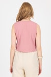 Bluz-Gül V Yaka Kolsuz Crop Bluz 8027-rulem