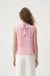 Bluz-Halter Yaka Puantiyeli Şifon Bluz 2932 Pembe -rulem