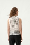 Bluz-Halter Yaka Puantiyeli Şifon Bluz 2932 Ekru -rulem